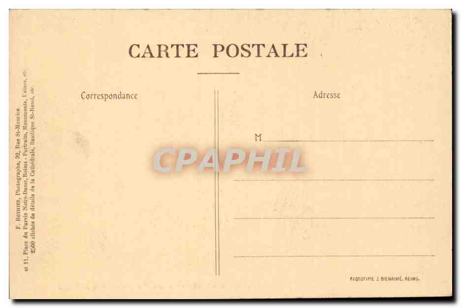 Reims - La Cathédrale — Porche central - Fronton - Couronnement de la Vierge — Verso