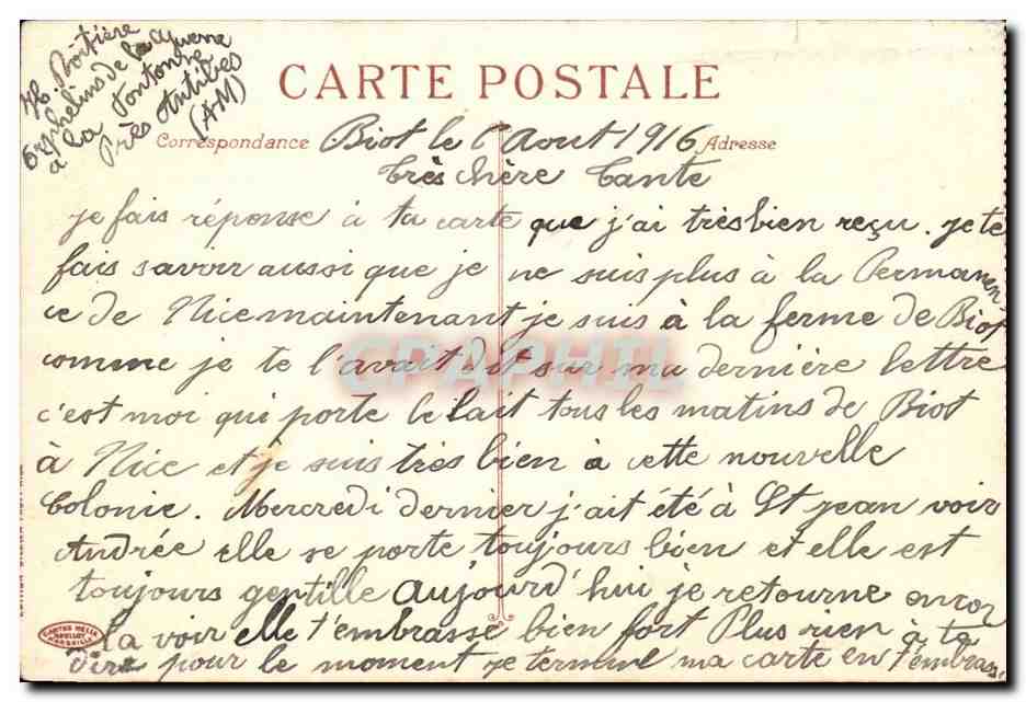 Nice CPA Palais de la jetee et jardin public — Rückseite