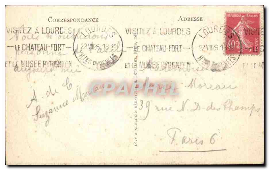 CPA LA vie de Bernadette Le miracle de la source (Lourdes) — Rückseite