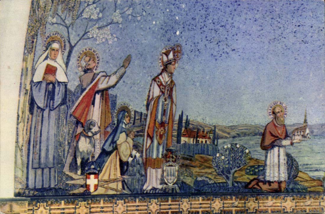 Iglesia N.-D. del LÉMAN, Los Santos de Saboya — Mosaico de Mauméjean — Editor Draeger-Paris