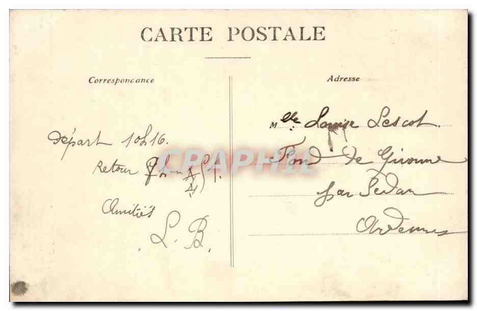 Chambre de Lambert — Bazeilles — J. Winhug, édit, Charleville — Rückseite
