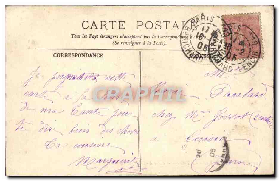 Paris (1er) CPA Le jardin des Tuileries et l'arc de triomphe du Carroussel — Verso