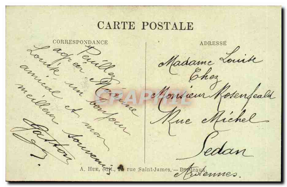 Bordeaux CPA La place de la comedie Allee de Tourny — Verso