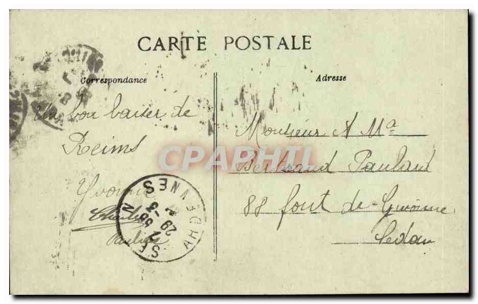 CPA Reims dans les ruines apres la retraite des allemands Eglise et impasse Saint Jacques — Rückseite