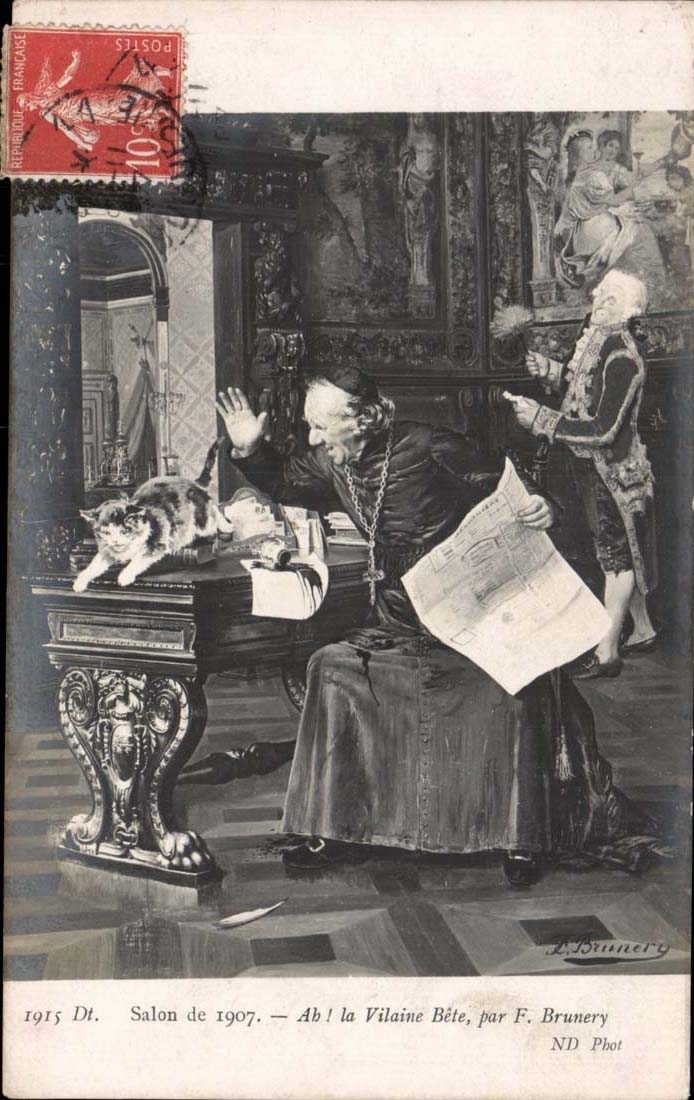 CPA SAlon de 1907 Ah a vilain bete par F Bruney (chat cat katze)