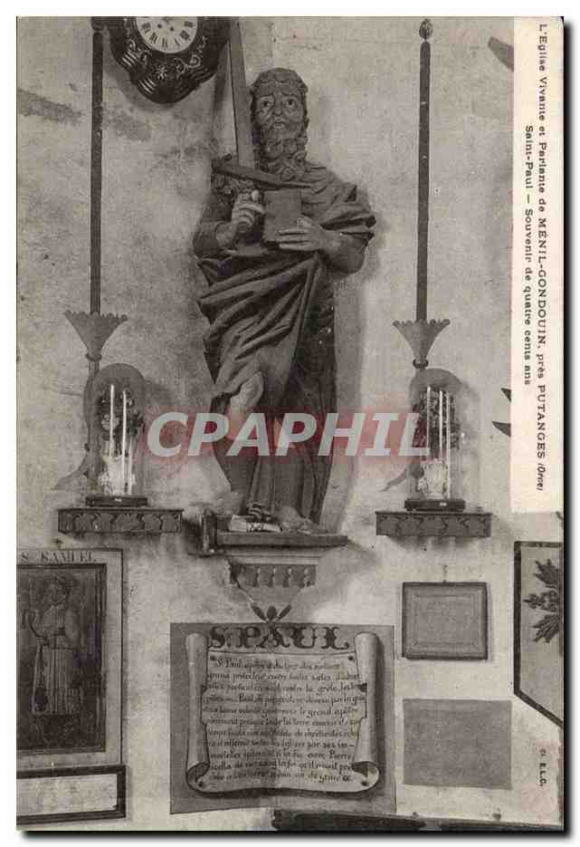 CPA L'eglsie Vivant et patiente de Menil Goudouin pres Putanges Saint Paul