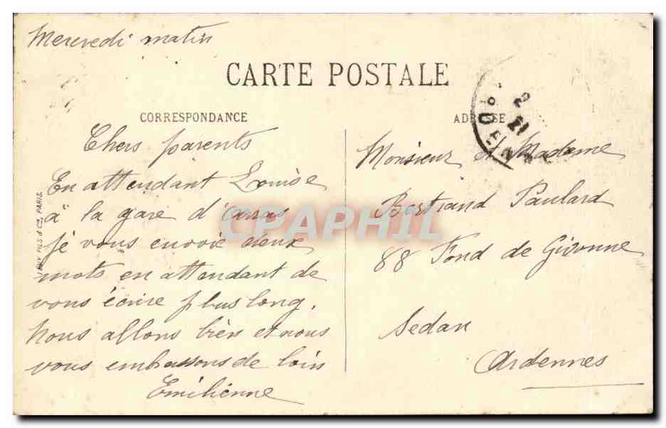 Arras vor dem Ersten Weltkrieg — Rathaus — Ratssaal — Der Kamin — Charles Ledieu, Arras — Rückseite