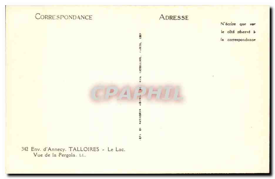 Env. d'Annecy - Vue de la Pergola - Talloires - Le Lac — Verso