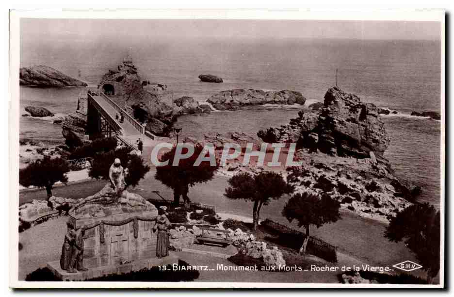 Biarritz CPA Monument aux morts Rocher de la vierge