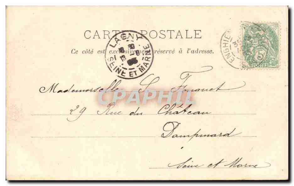 Enghien - Lac et Casino — P. Marmouse, Paris, n°15 — Verso