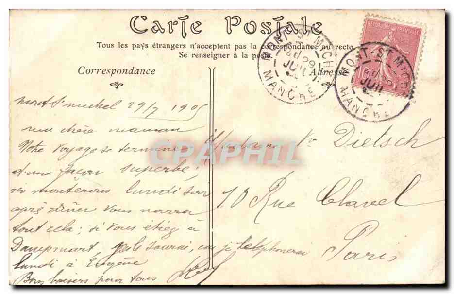 Mont Saint Michel CPA Cote du Nord st (pecheurs) — Verso