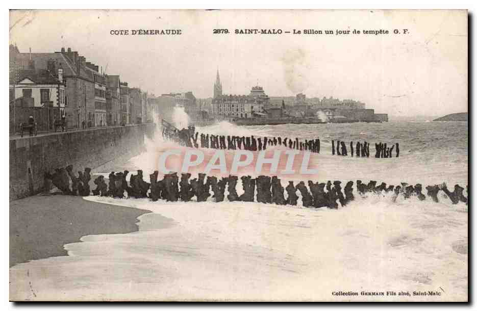 Saint-Malo — Le Sillon un jour de tempête — G. F. — Côte d'Émeraude, n° 2879