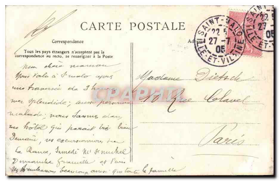 Saint-Malo — Le Sillon un jour de tempête — G. F. — Côte d'Émeraude, n° 2879 — Verso