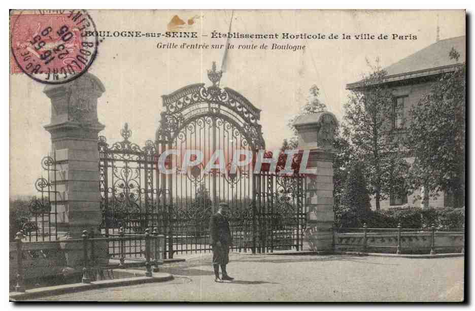 Boulogne sur Seine CPA Etablissement horticole de la ville de Paris GRille d'entree sur la route de Boulogne
