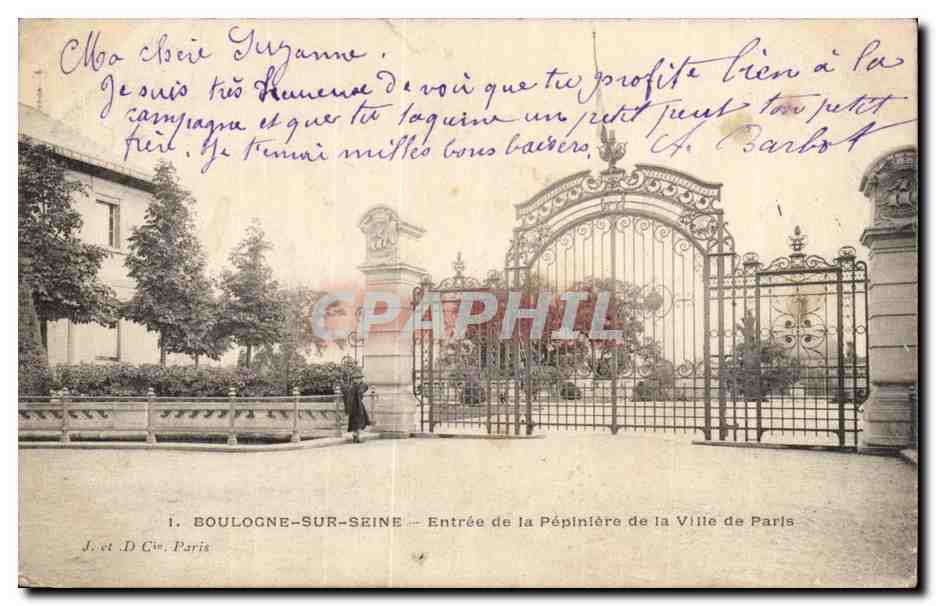 Boulogne sur Seine CPA Entree de la pepiniere de la ville de Paris