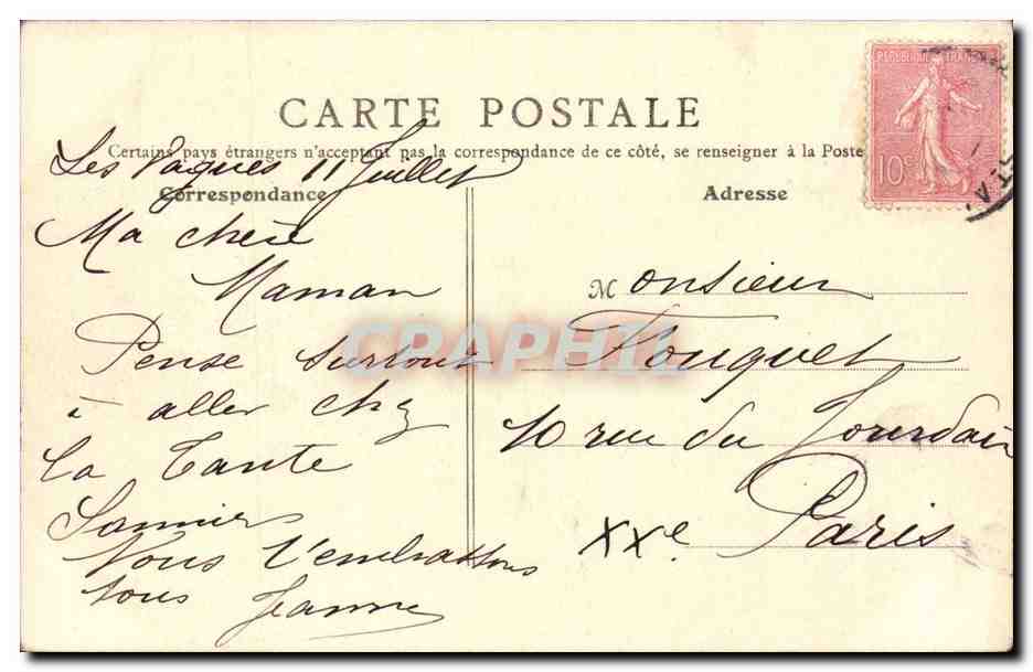 Ouistreham CPA Contre torpilleur sortant du canal (baetau guerre) — Verso