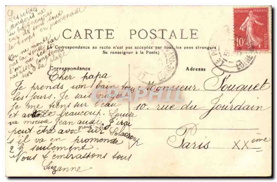 LE Pouliguen CPA Depart d'un brick goelette — Back
