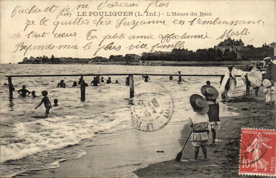 Le Pouliguen CPA L'heure du bain