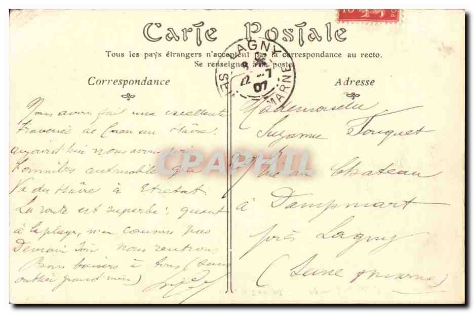Etretat CPA La page par un gros temps — Rückseite