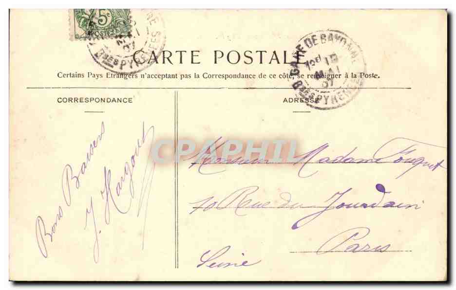 Bayonne — L'Entrée du Lycée, route de Cambo — NANCY, n°144 — Verso