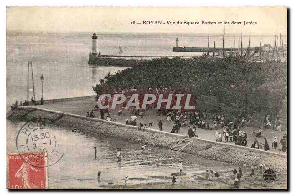 Royan - Vue du Square Botton et les deux Jetées — Éditeur : Imprimerie de Royan, n° 18