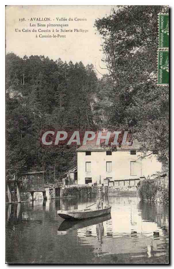 Avallon CPA Valee du cousin Les sites pittoresques Un coin du Cousin a la scierie Philippe a Cousin le pont (barque)