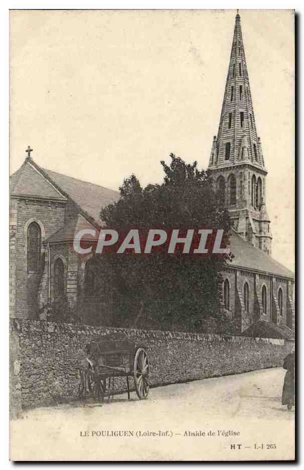 Le pouliguen CPA Abside de l'eglise (charette)