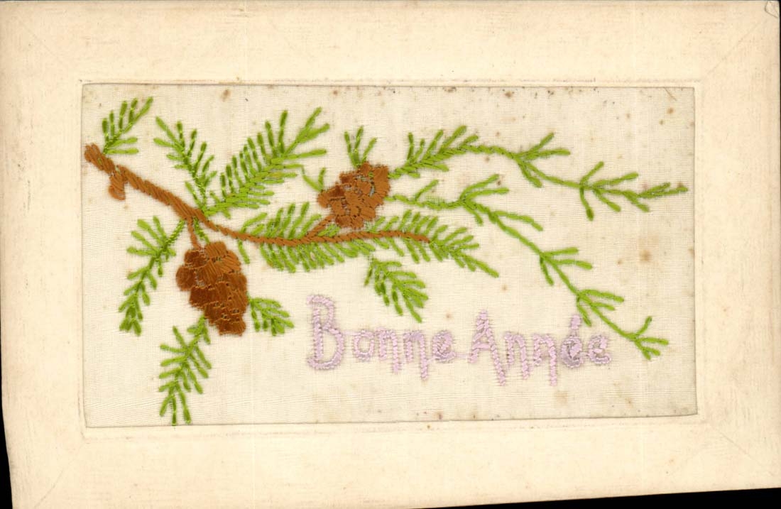 CPA Fantaisie Brodee (rare) Fleur