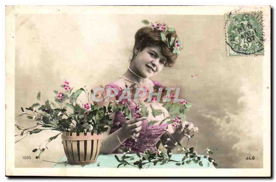Jonge vrouw met bloemencroon — J.L.C. — n° 1005
