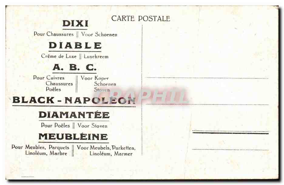 CPA Fantaisie Sur la terrasse Enfants (pub Dixi Diable AbC pour cuivres Black Napoleon Diamaantee Meubleine — Rückseite