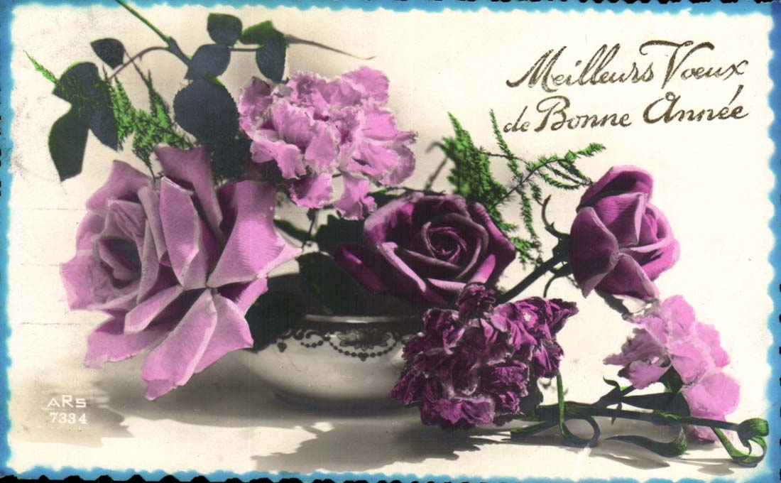 CPA Fantaisie Meilleurs Voexu de la bonne annee Fleurs