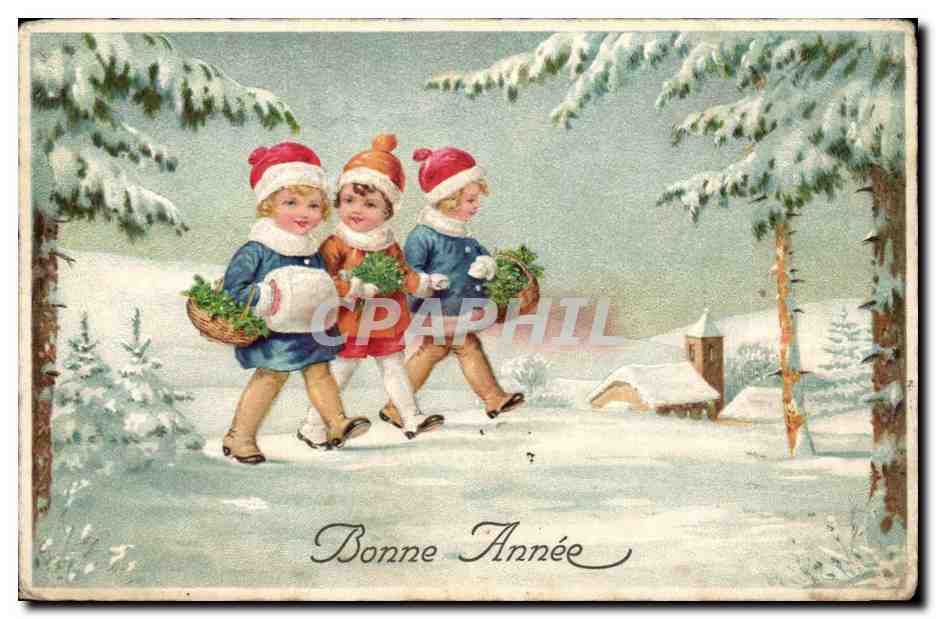 CPA Fantaisie Bonne annee (enfants)
