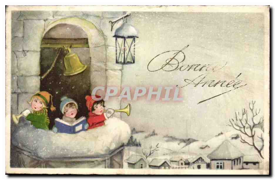 CPA Fantaisie Bonne annee (enfants)