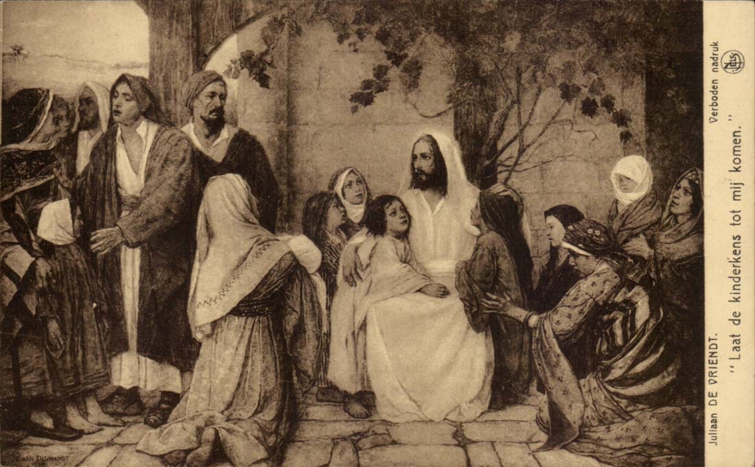 CPA Juliaan de Vrienot Laat de kinderkenss tot mij komen (Jesus)