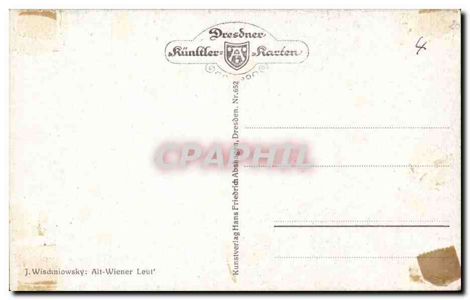 CPA FAntaisie J Wischniowsky Alt Wiener Leut (femmes elegantes) — Rückseite