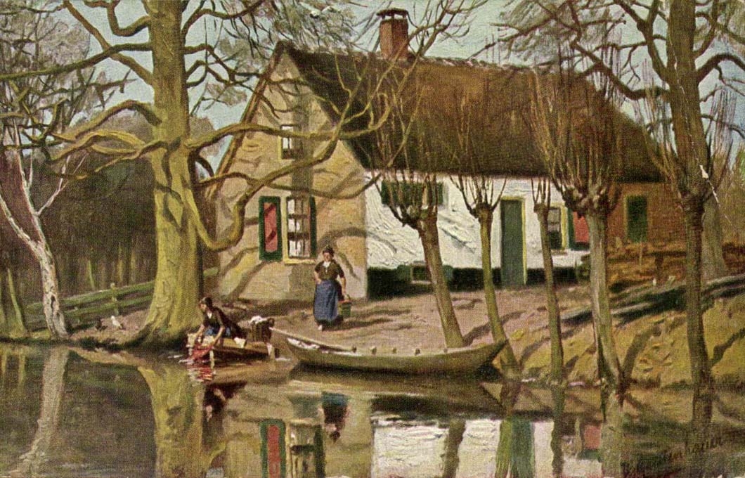 CPA FAntaisie Maison a la campagne (lavoir)