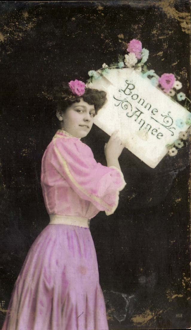 CPA FAntaisie Bonne annee (femme)