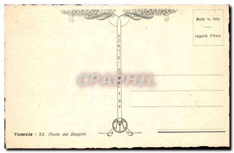 CPA Fantaisie Venezia Ponte del sospiri Italie italia — Rückseite