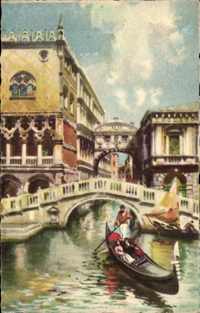 CPA Fantaisie Venezia Ponte del sospiri Ponte della Paglia Italie italia