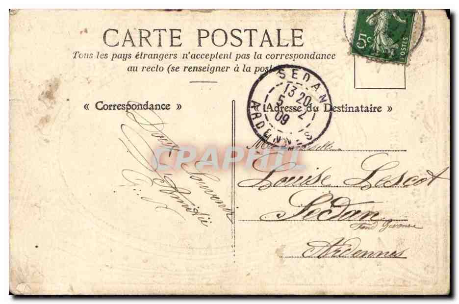 CPA Fantaisie Fleur (relief) Souvenir d'amitie Rose — Rückseite