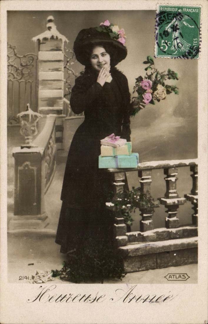 CPA Fantaisie Heureuse annee (femme)