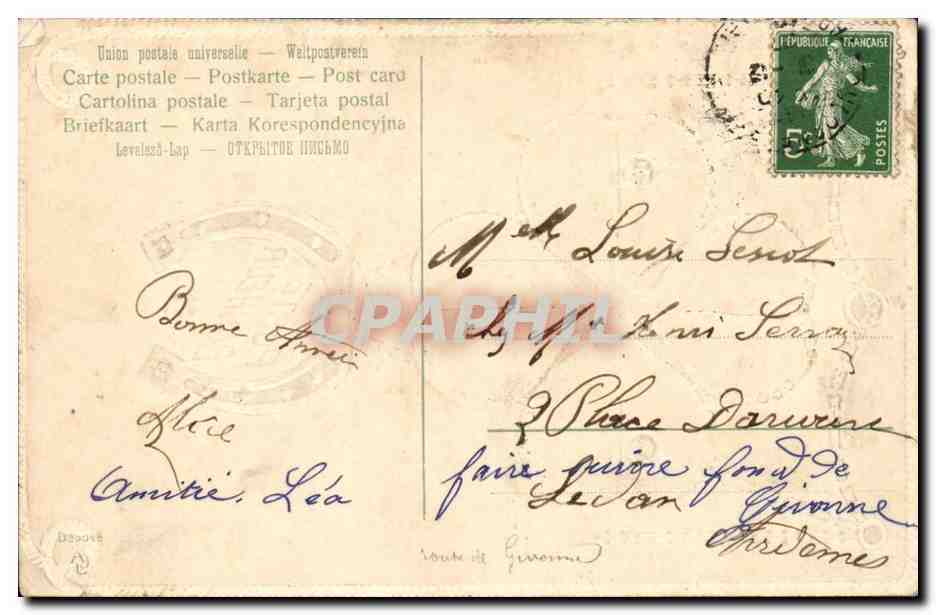 Trèfle à quatre feuilles — porte bonheur — éditeur inconnu, n° 44 — Verso
