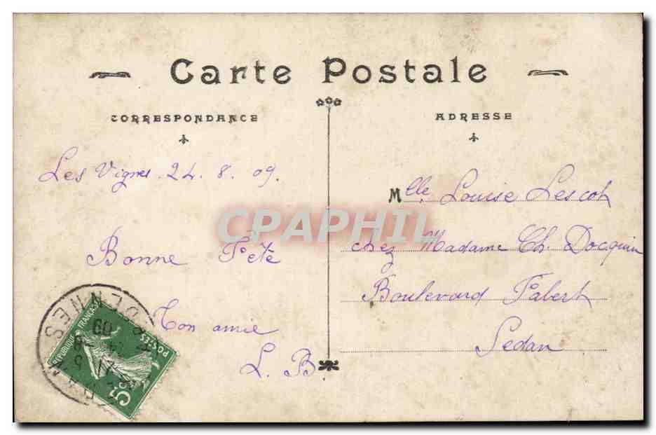 Mujer en columpio — rosas — JAK Paris n°2070 — Reverso