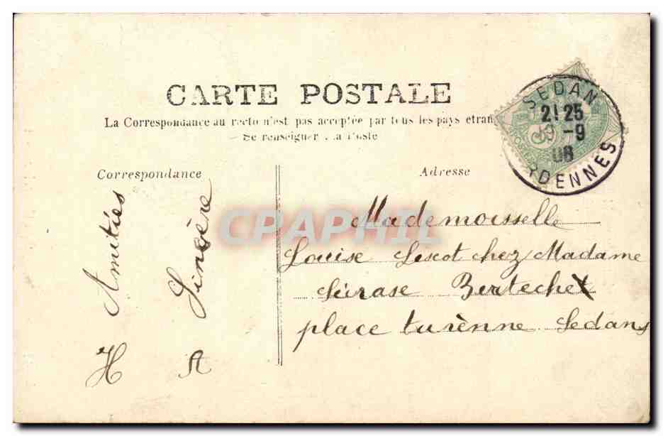 CPA Fantaisie son courrier Une lettre du mari Un billet de l'amant (couple) — Rückseite