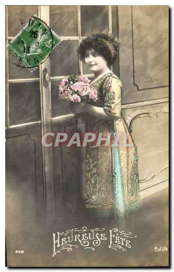 CPA Fantaisie Heureuse fete (femme)