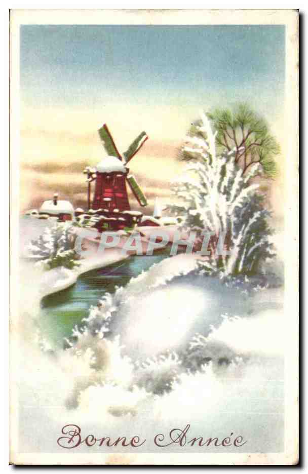 CPA Fantaisie Bonne annee Moulin Mill