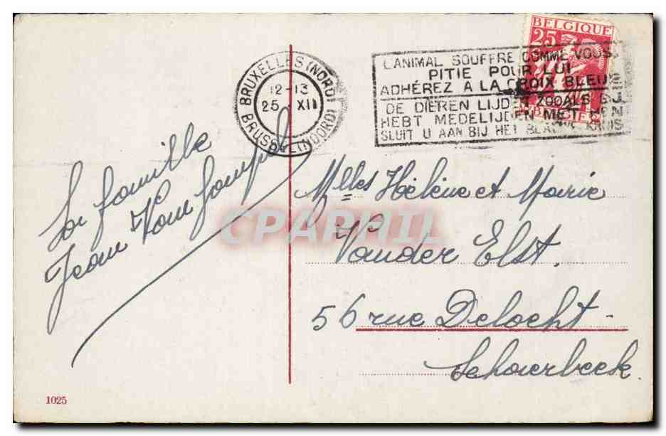 CPA Fantaisie Joyeux noel (oiseaux) — Rückseite