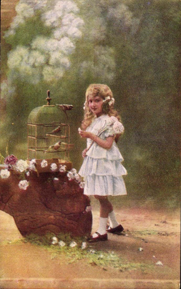 CPA Fantaisie Enfant et oiseau