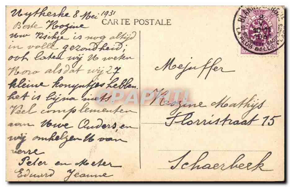 CPA Fantaisie Enfants — Rückseite