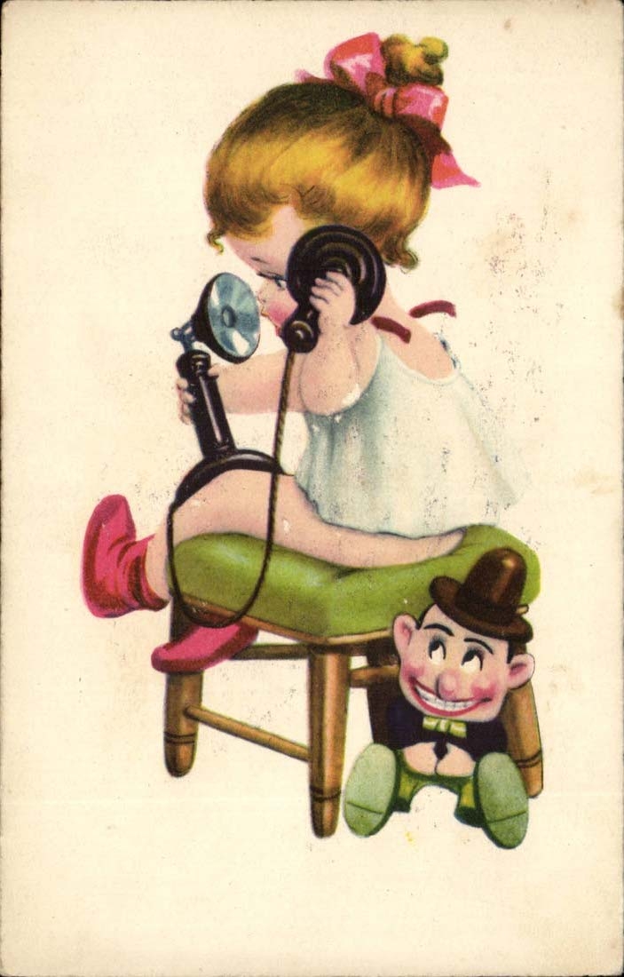 CPA Fantaisie Enfant et telephone 